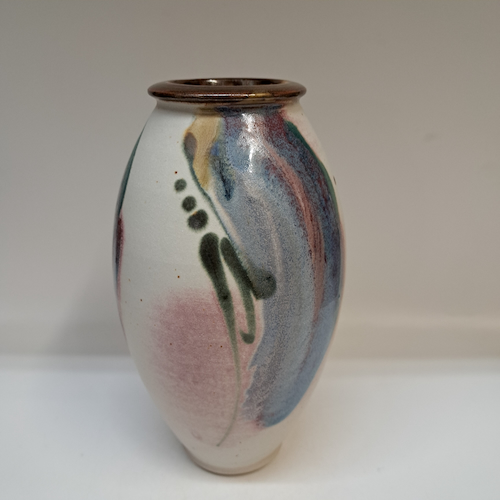 Click to view detail for #250760 Flower Vase, Sand/Rose/Teal $28